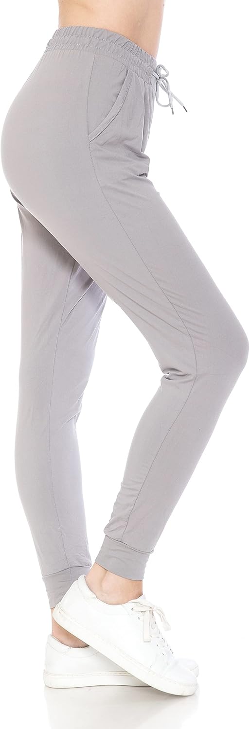 Leggings Depot Women's Printed Solid Activewear Jogger Track Cuff Sweatpants