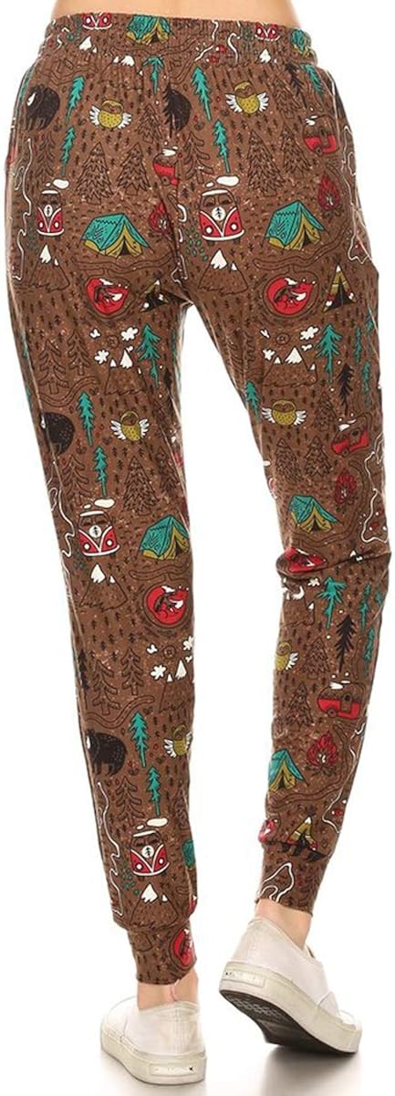 Leggings Depot Women's Printed Solid Activewear Jogger Track Cuff Sweatpants