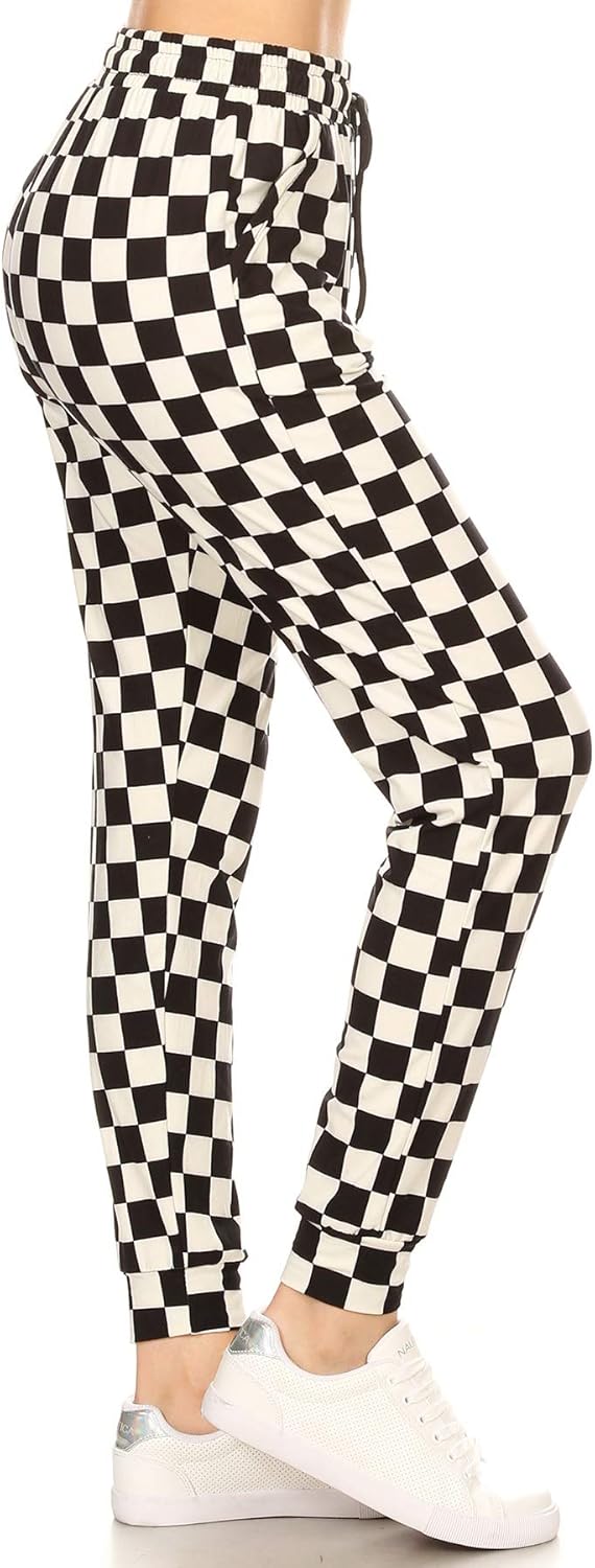 Leggings Depot Women's Printed Solid Activewear Jogger Track Cuff Sweatpants