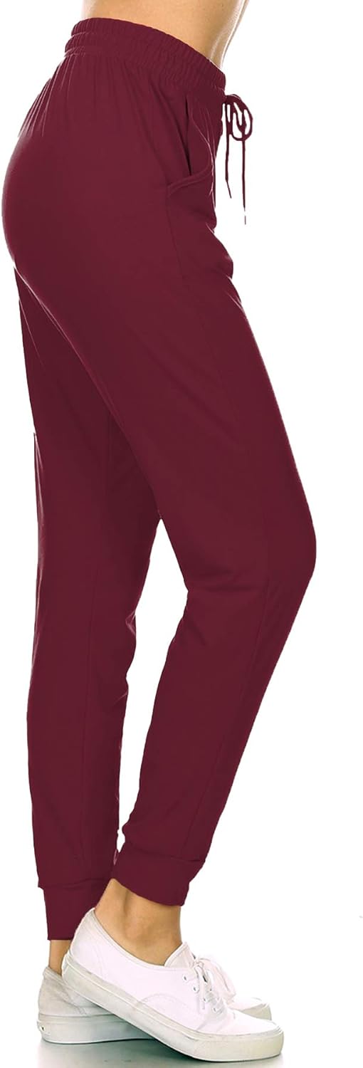 Leggings Depot Women's Printed Solid Activewear Jogger Track Cuff Sweatpants