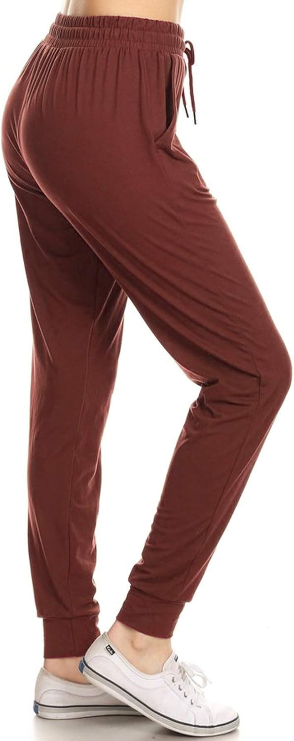 Leggings Depot Women's Printed Solid Activewear Jogger Track Cuff Sweatpants