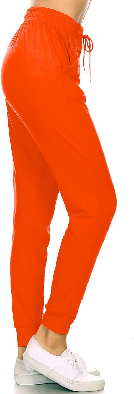 Leggings Depot Women's Printed Solid Activewear Jogger Track Cuff Sweatpants