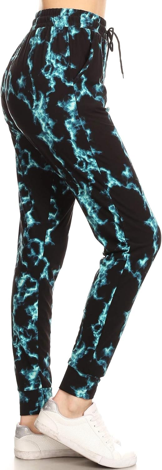 Leggings Depot Women's Printed Solid Activewear Jogger Track Cuff Sweatpants
