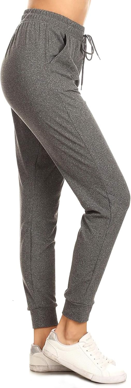 Leggings Depot Women's Printed Solid Activewear Jogger Track Cuff Sweatpants