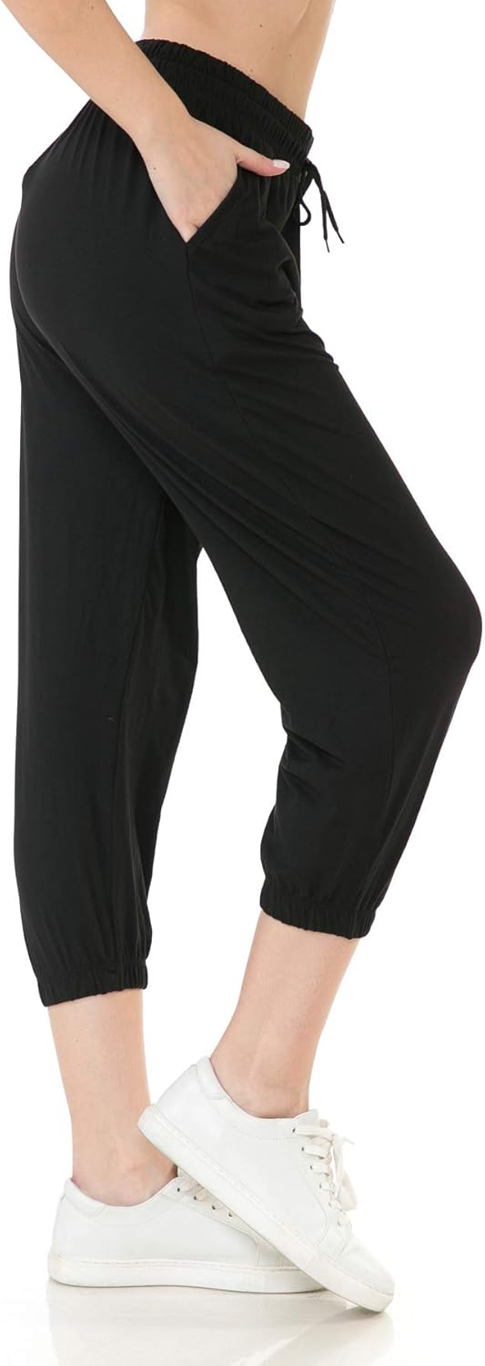 Leggings Depot Women's Printed Solid Activewear Jogger Track Cuff Sweatpants