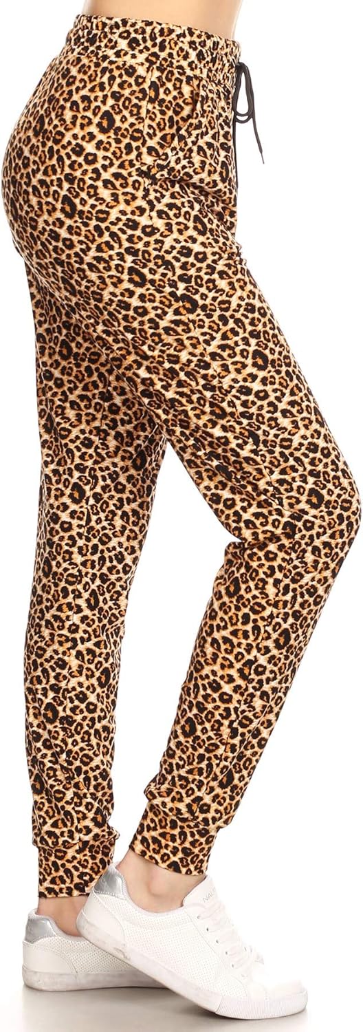 Leggings Depot Women's Printed Solid Activewear Jogger Track Cuff Sweatpants