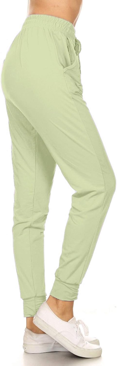 Leggings Depot Women's Printed Solid Activewear Jogger Track Cuff Sweatpants