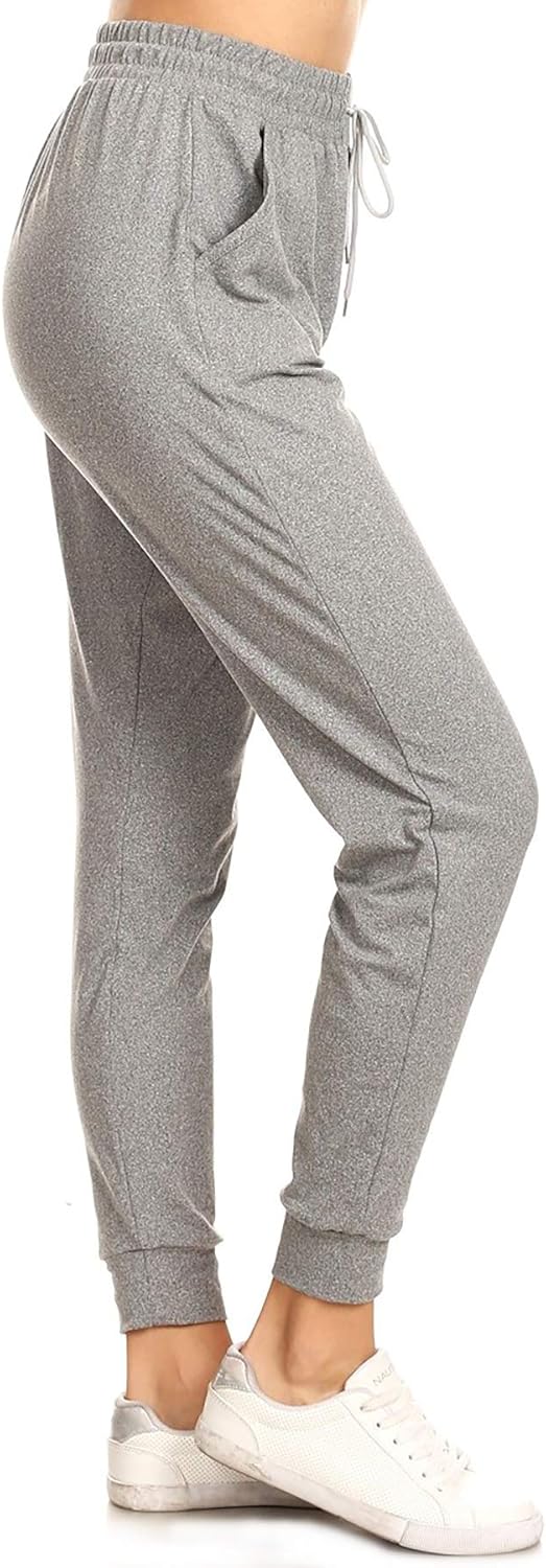 Leggings Depot Women's Printed Solid Activewear Jogger Track Cuff Sweatpants