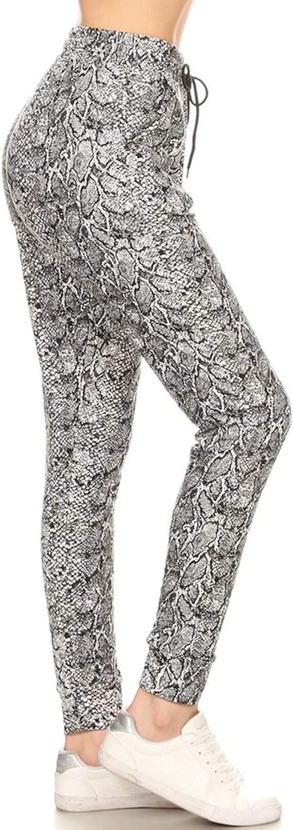 Leggings Depot Women's Printed Solid Activewear Jogger Track Cuff Sweatpants