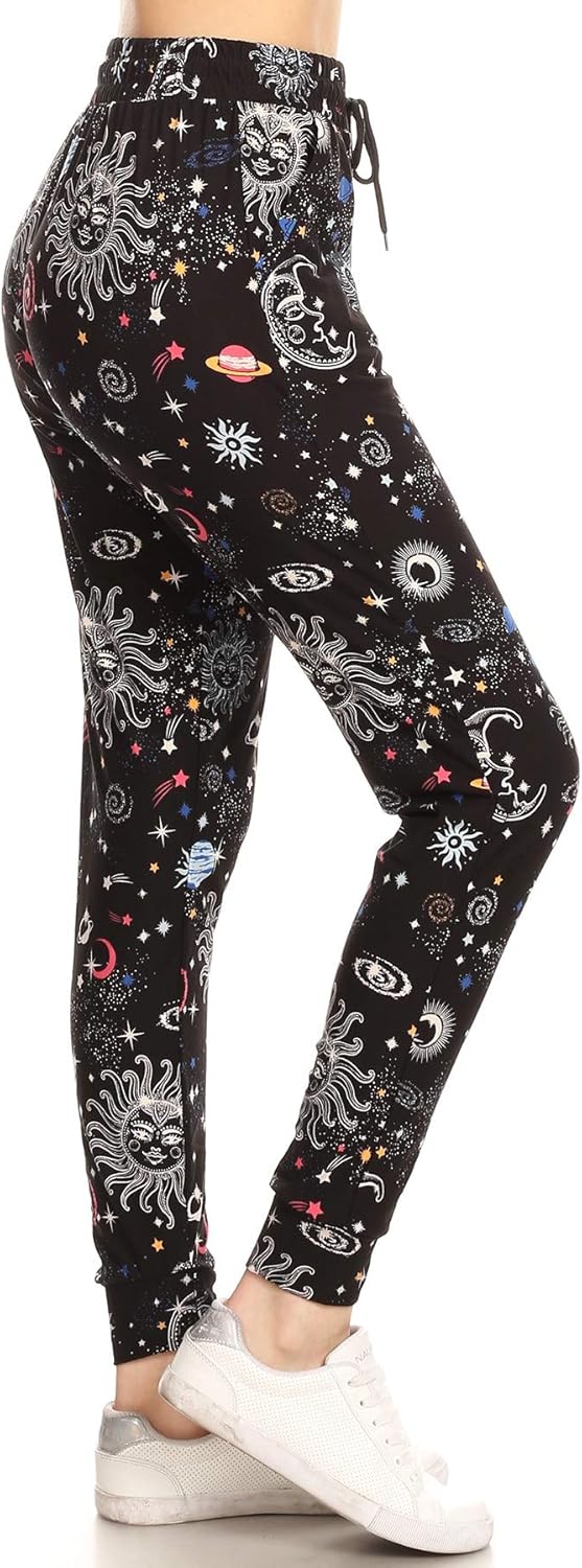 Leggings Depot Women's Printed Solid Activewear Jogger Track Cuff Sweatpants