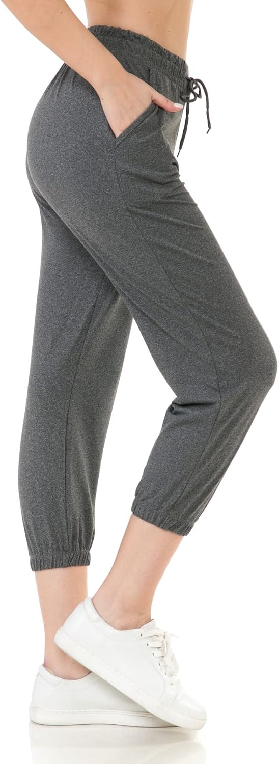Leggings Depot Women's Printed Solid Activewear Jogger Track Cuff Sweatpants