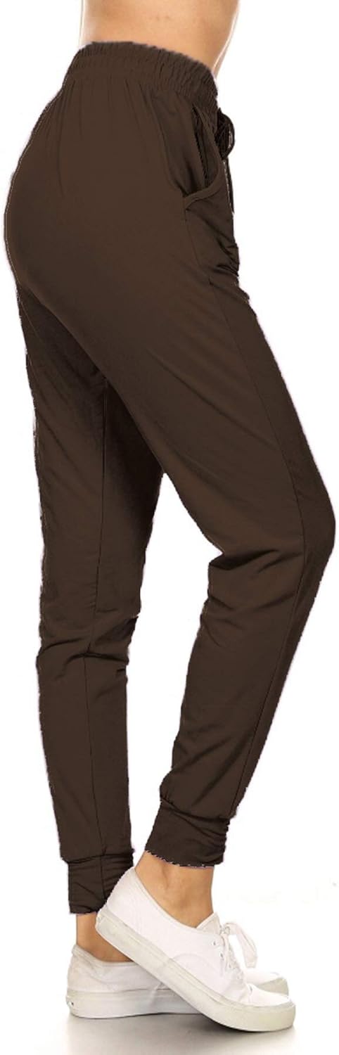 Leggings Depot Women's Printed Solid Activewear Jogger Track Cuff Sweatpants