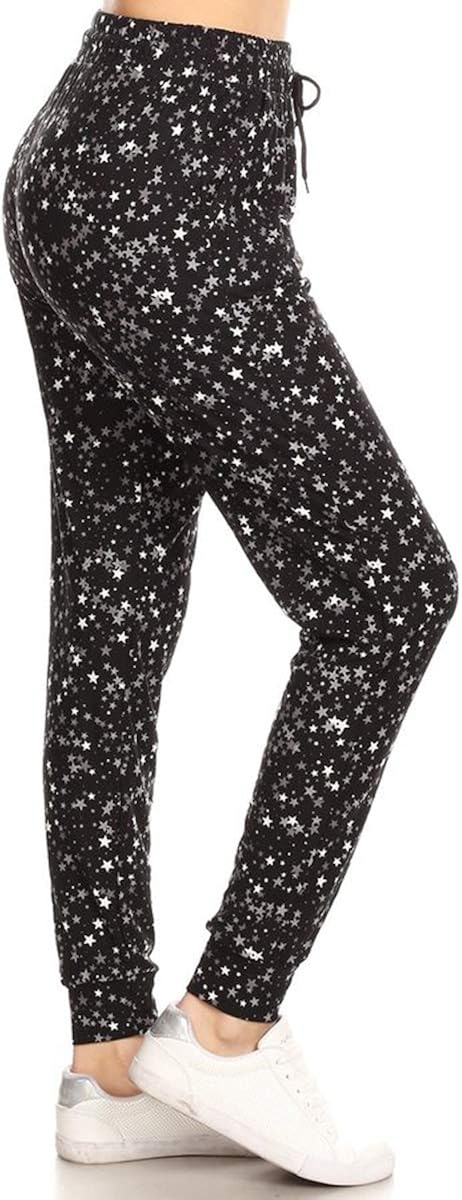 Leggings Depot Women's Printed Solid Activewear Jogger Track Cuff Sweatpants