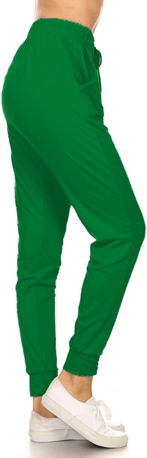 Leggings Depot Women's Printed Solid Activewear Jogger Track Cuff Sweatpants