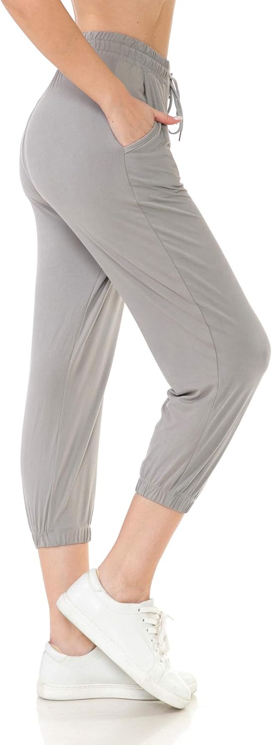 Leggings Depot Women's Printed Solid Activewear Jogger Track Cuff Sweatpants