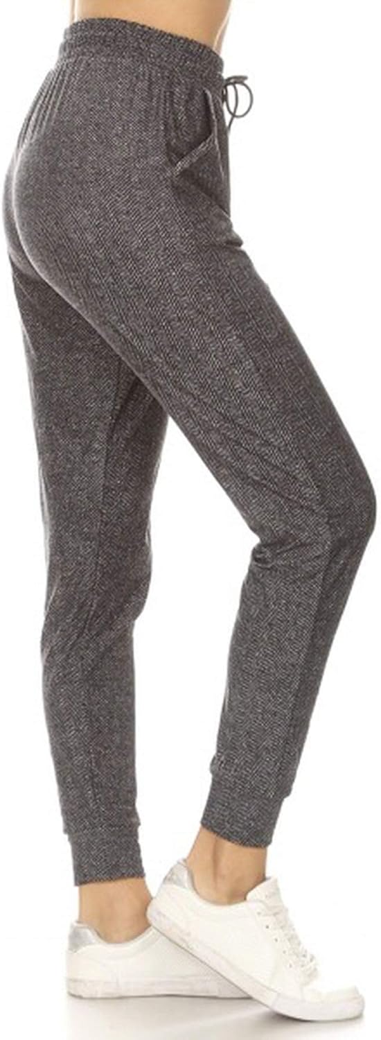 Leggings Depot Women's Printed Solid Activewear Jogger Track Cuff Sweatpants