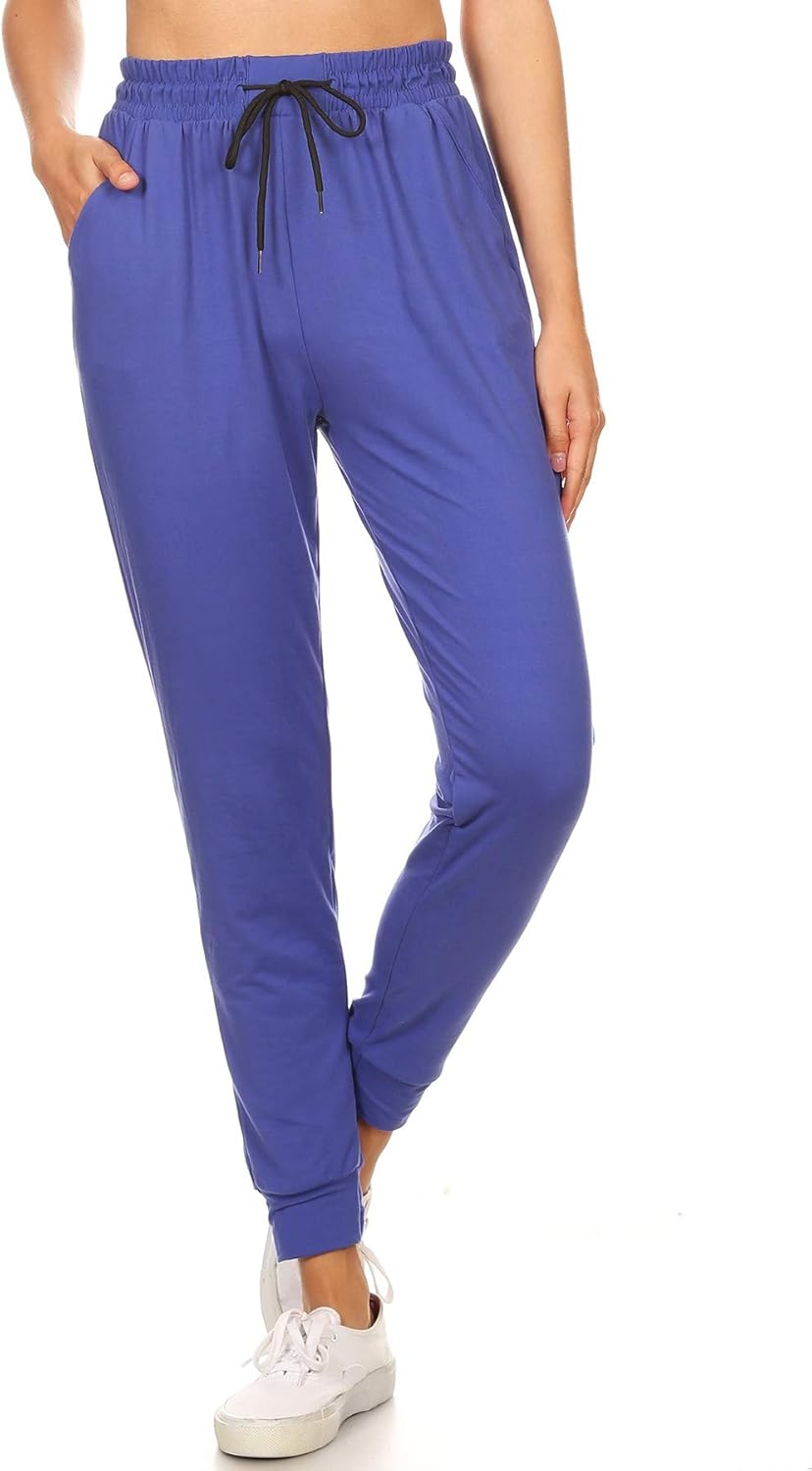 Leggings Depot Women's Printed Solid Activewear Jogger Track Cuff Sweatpants