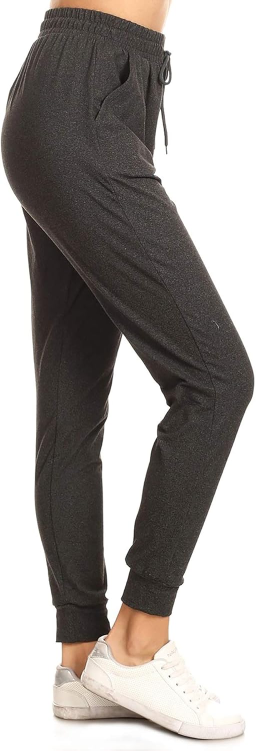 Leggings Depot Women's Printed Solid Activewear Jogger Track Cuff Sweatpants