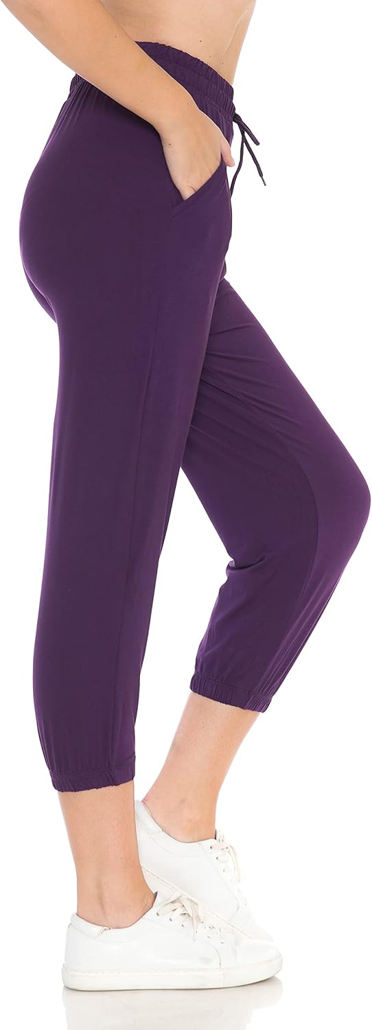 Leggings Depot Women's Printed Solid Activewear Jogger Track Cuff Sweatpants
