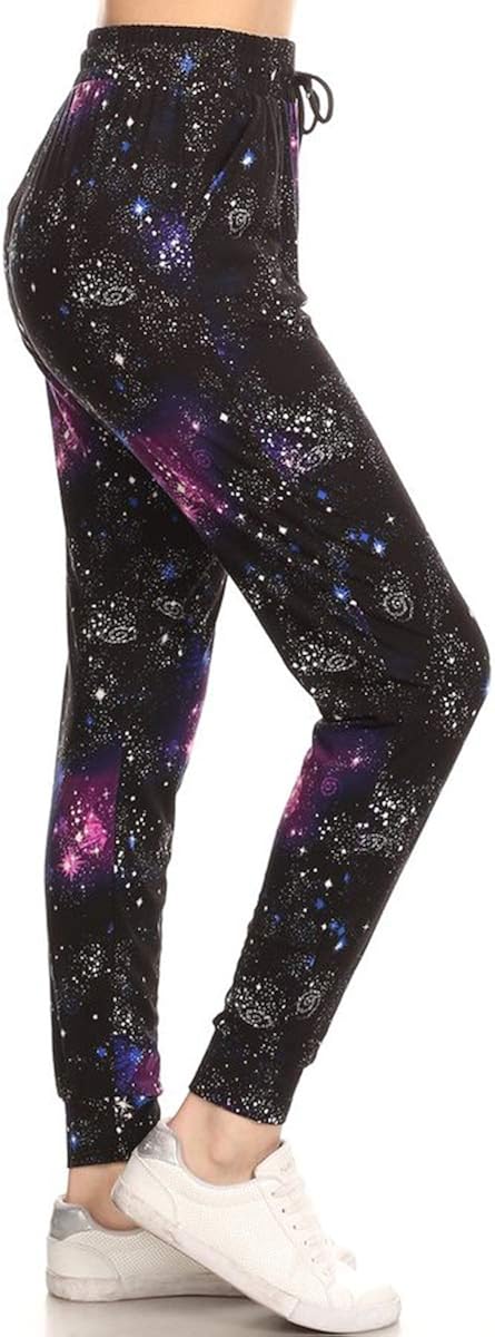 Leggings Depot Women's Printed Solid Activewear Jogger Track Cuff Sweatpants