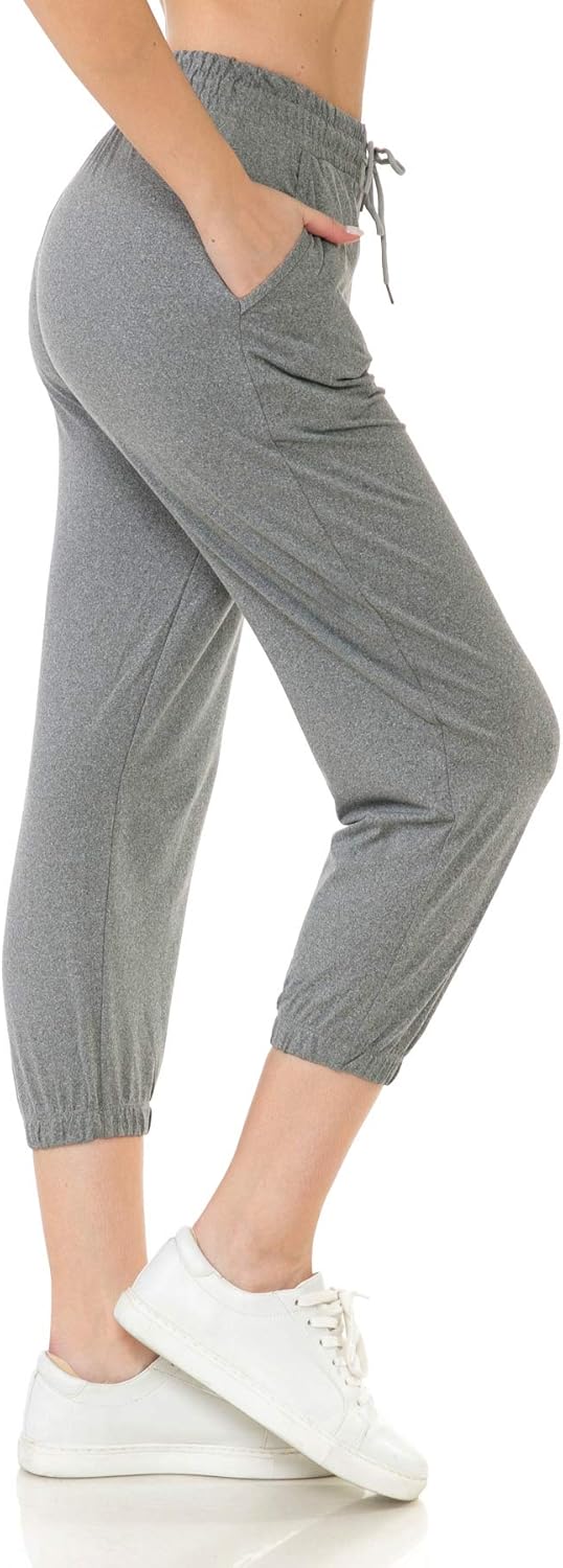 Leggings Depot Women's Printed Solid Activewear Jogger Track Cuff Sweatpants
