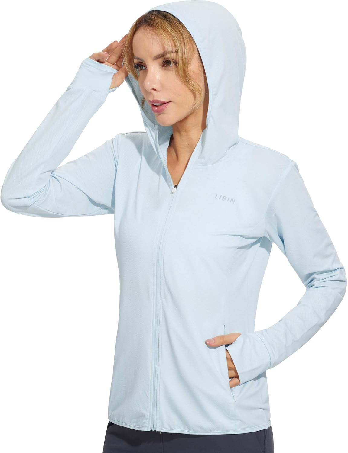 Libin Women's Full Zip UPF 50+ Sun Protection Hoodie Jacket Long Sleeve Sun Shirt Hiking Outdoor Performance with Pockets