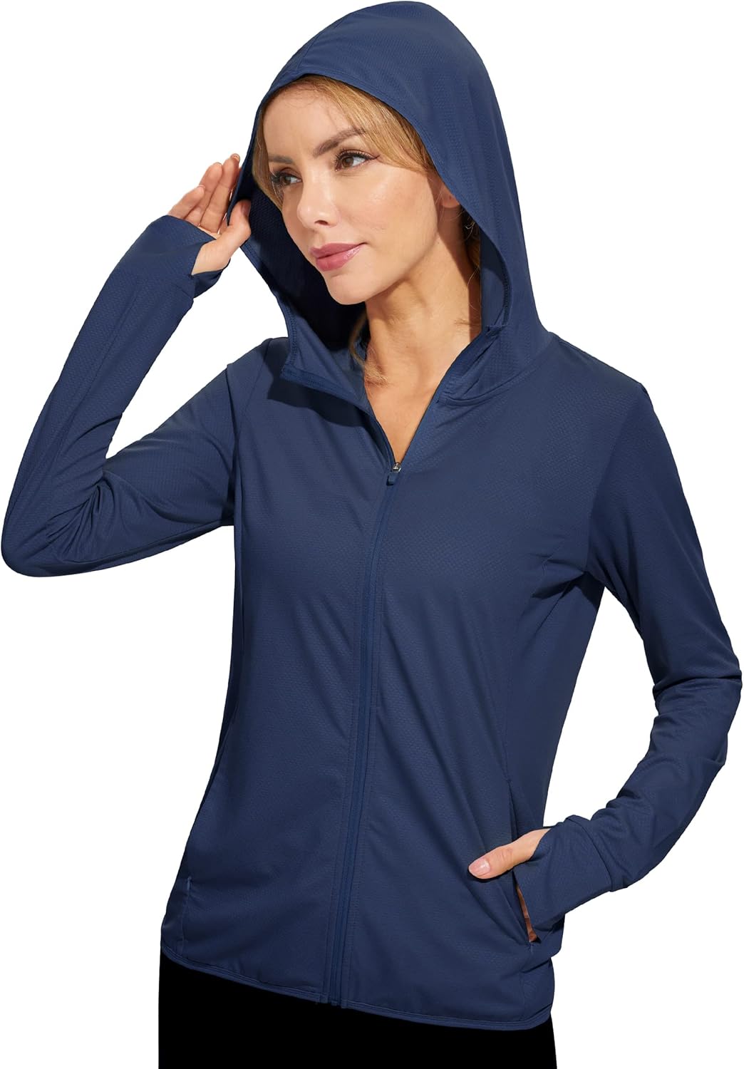 Libin Women's Full Zip UPF 50+ Sun Protection Hoodie Jacket Long Sleeve Sun Shirt Hiking Outdoor Performance with Pockets