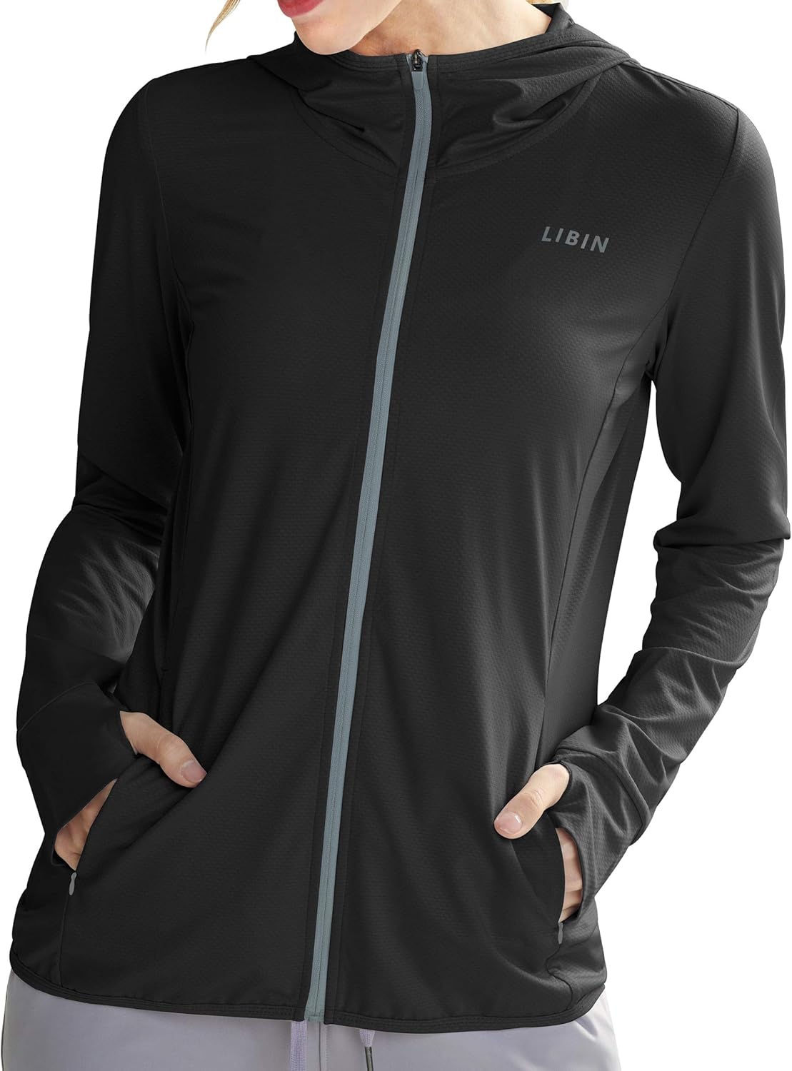 Libin Women's Full Zip UPF 50+ Sun Protection Hoodie Jacket Long Sleeve Sun Shirt Hiking Outdoor Performance with Pockets