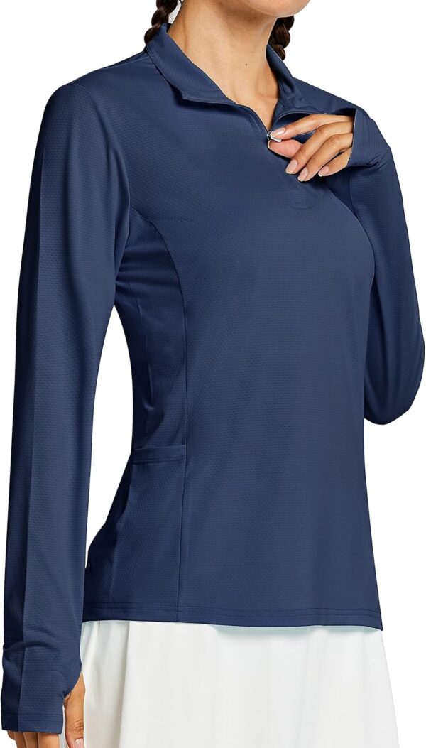 Libin Women's Long Sleeve Golf Shirts Half-Zip Workout Shirt Quick Dry UPF 50+ Sun Protection Athletic Hiking Tops