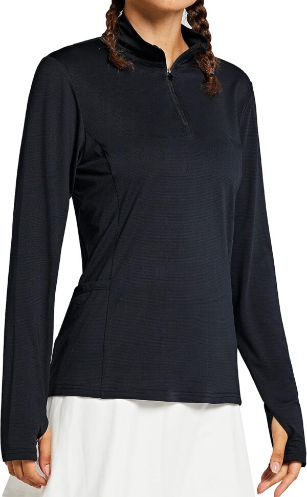 Libin Women's Long Sleeve Golf Shirts Half-Zip Workout Shirt Quick Dry UPF 50+ Sun Protection Athletic Hiking Tops
