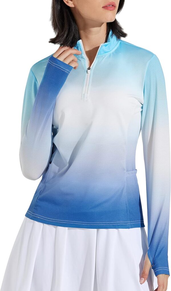 Libin Women's Long Sleeve Golf Shirts Half-Zip Workout Shirt Quick Dry UPF 50+ Sun Protection Athletic Hiking Tops