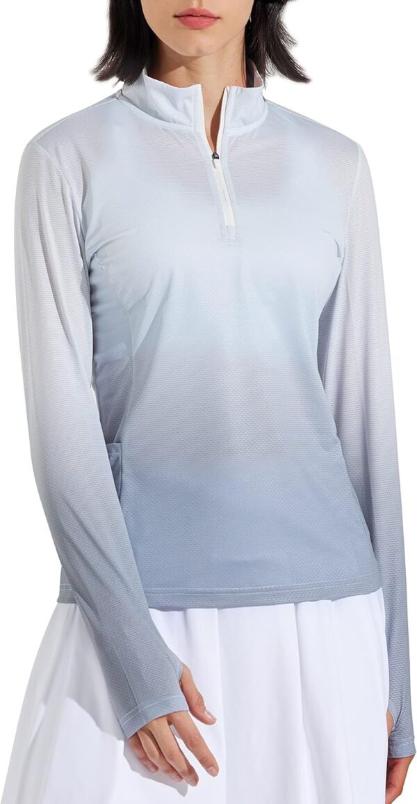 Libin Women's Long Sleeve Golf Shirts Half-Zip Workout Shirt Quick Dry UPF 50+ Sun Protection Athletic Hiking Tops