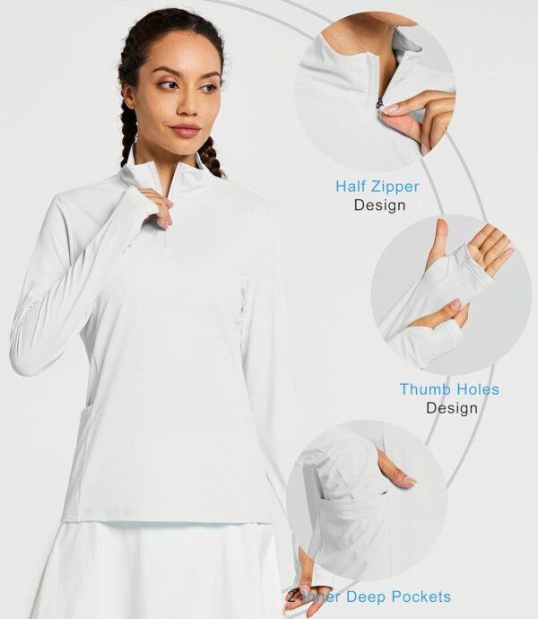 Libin Women's Long Sleeve Golf Shirts Half-Zip Workout Shirt Quick Dry UPF 50+ Sun Protection Athletic Hiking Tops