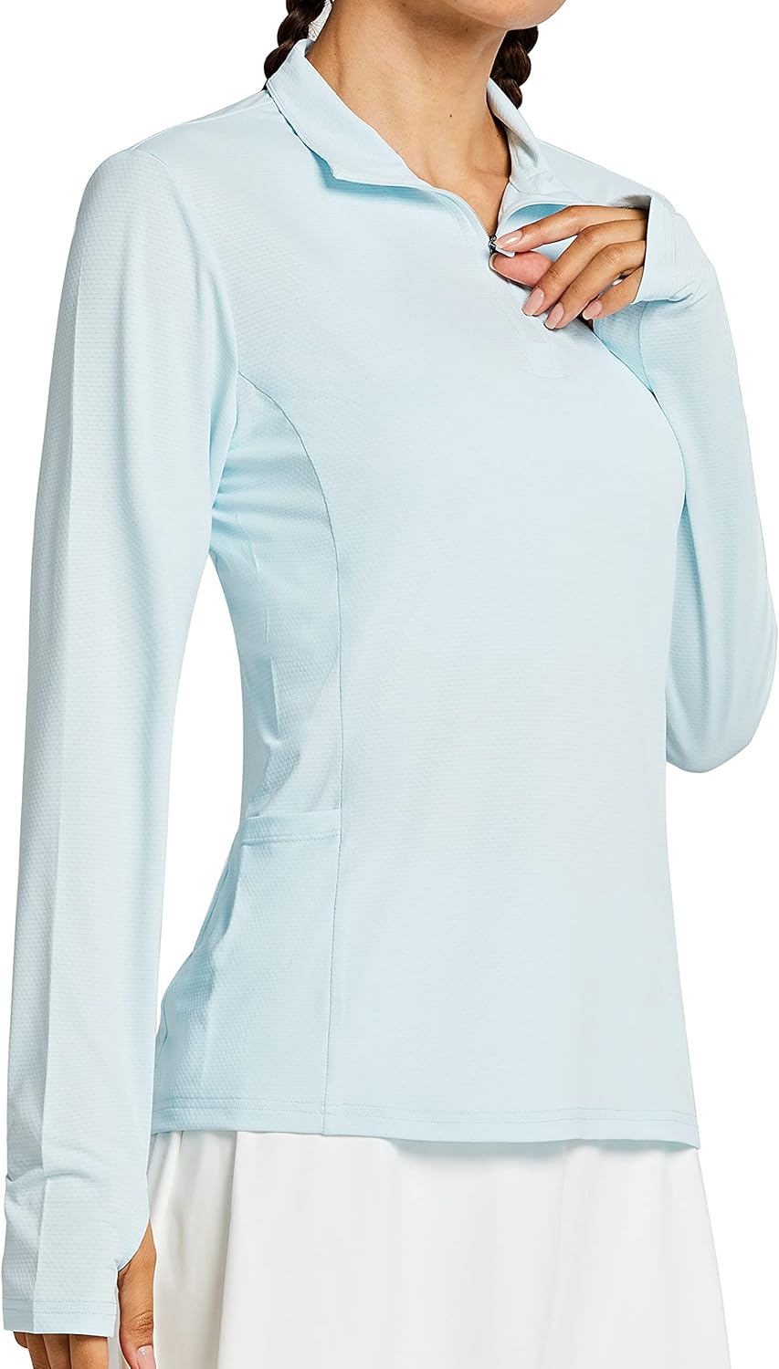 Libin Women's Long Sleeve Golf Shirts Half-Zip Workout Shirt Quick Dry UPF 50+ Sun Protection Athletic Hiking Tops