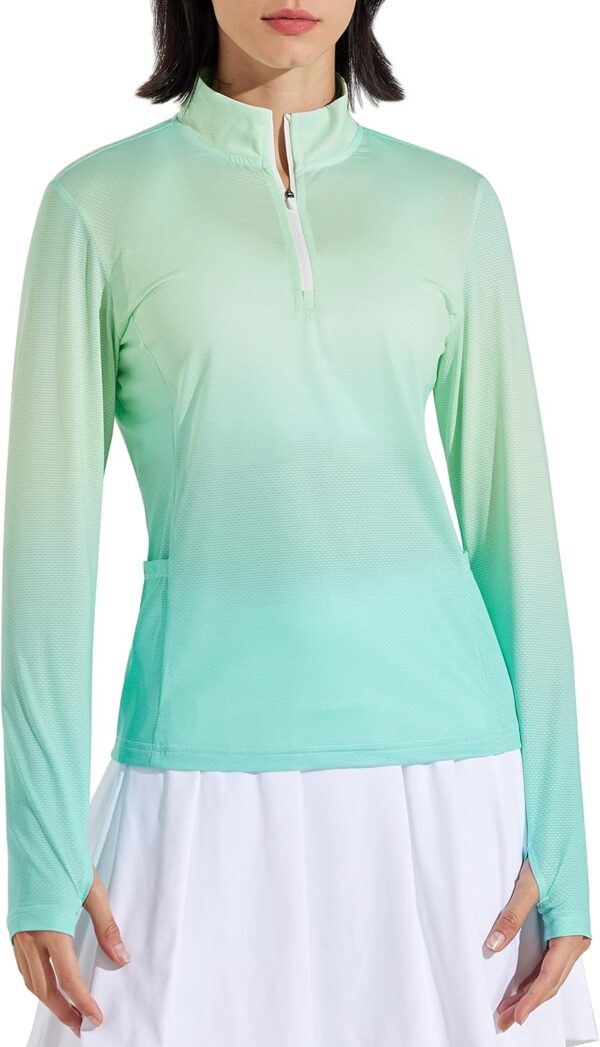 Libin Women's Long Sleeve Golf Shirts Half-Zip Workout Shirt Quick Dry UPF 50+ Sun Protection Athletic Hiking Tops