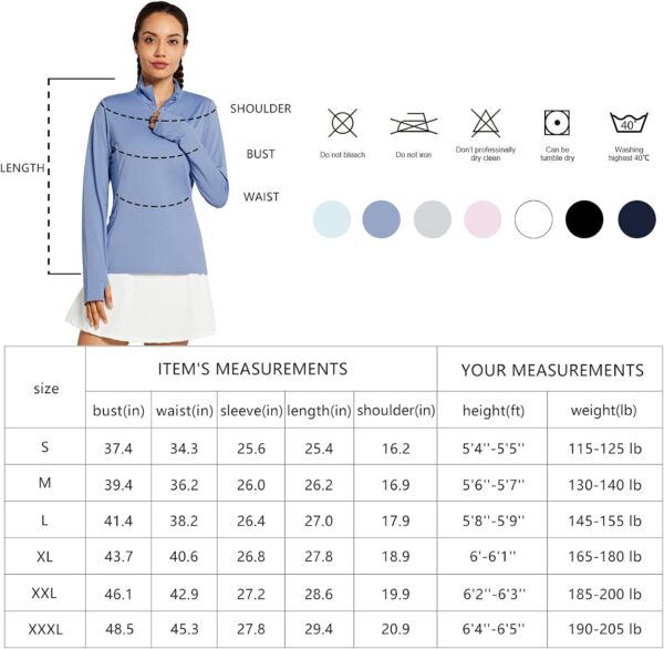 Libin Women's Long Sleeve Golf Shirts Half-Zip Workout Shirt Quick Dry UPF 50+ Sun Protection Athletic Hiking Tops