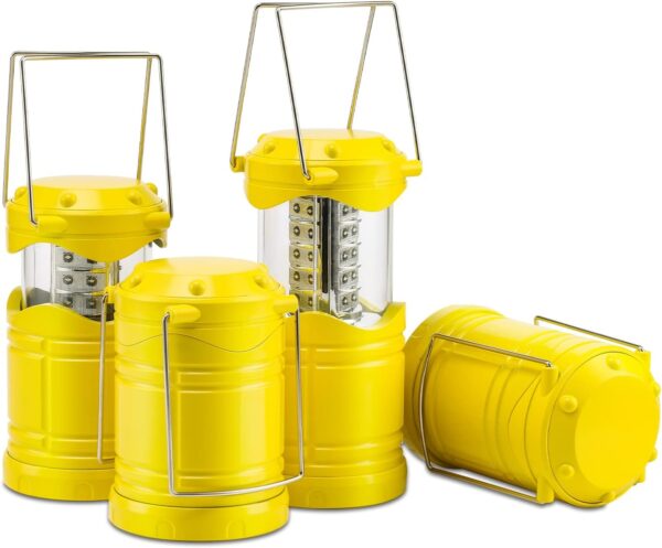 Lichamp 4 Pack LED Camping Lanterns, Battery Powered Camping Lights LED Super Bright Collapsible Flashlight Portable Emergency Supplies Kit, A4YL