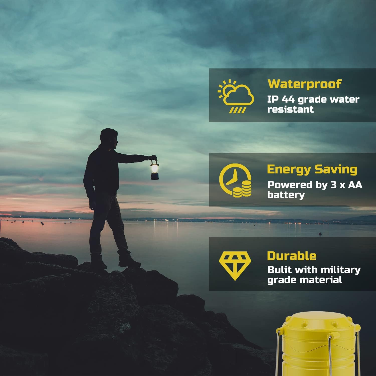 Lichamp 4 Pack LED Camping Lanterns, Battery Powered Camping Lights LED Super Bright Collapsible Flashlight Portable Emergency Supplies Kit, A4YL