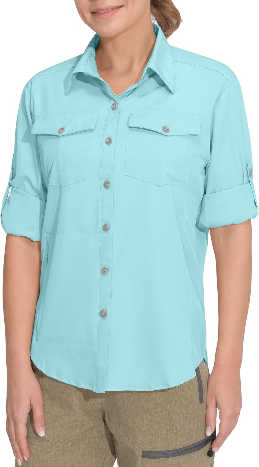 Little Donkey Andy Women's Stretch Quick Dry UPF50+ Long Sleeve Shirt for Hiking, Travel, Camping