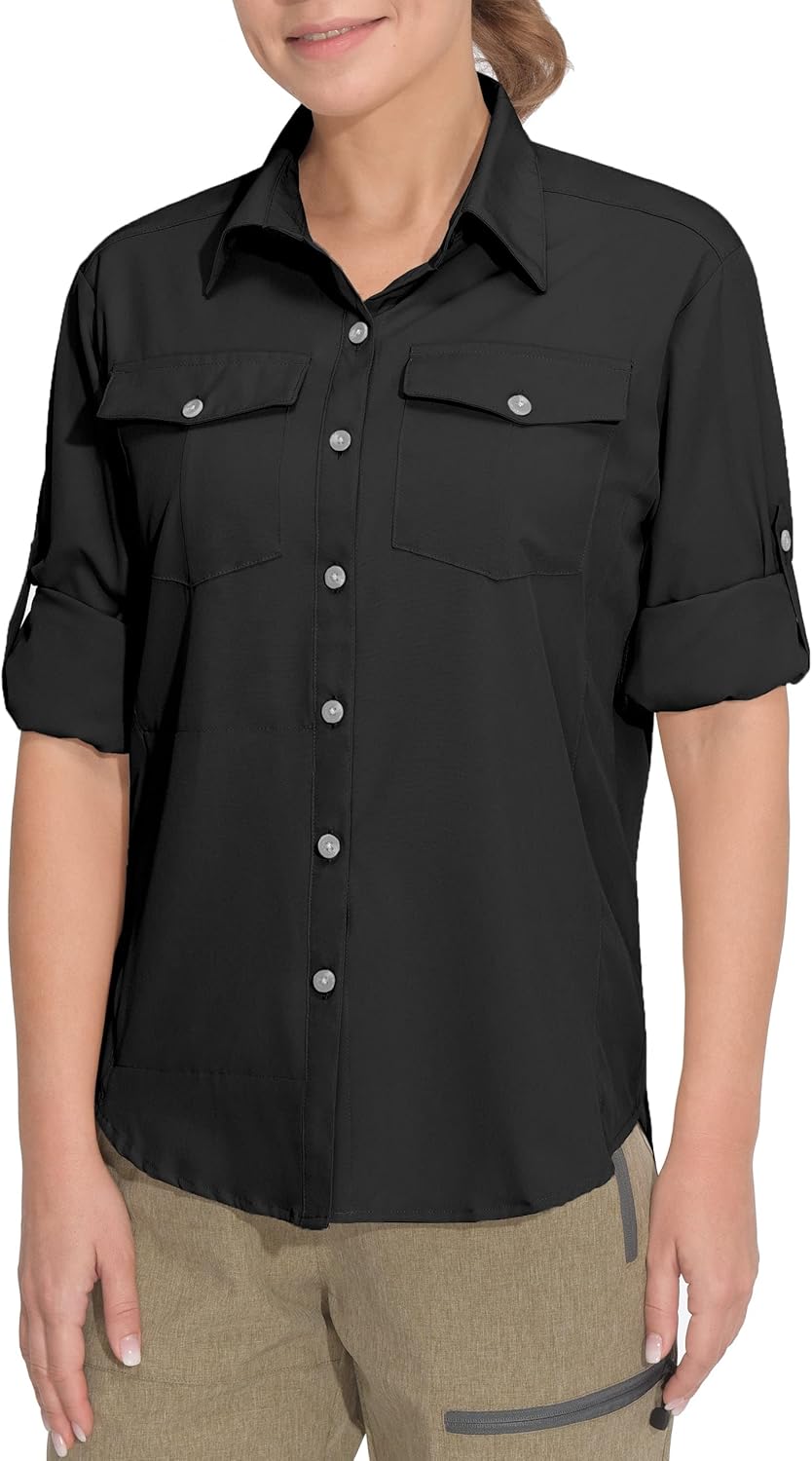 Little Donkey Andy Women's Stretch Quick Dry UPF50+ Long Sleeve Shirt for Hiking, Travel, Camping