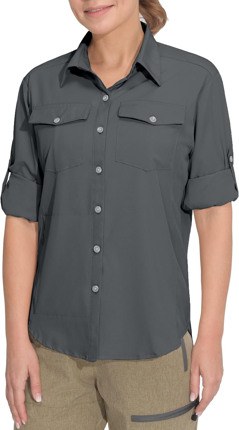 Little Donkey Andy Women's Stretch Quick Dry UPF50+ Long Sleeve Shirt for Hiking, Travel, Camping