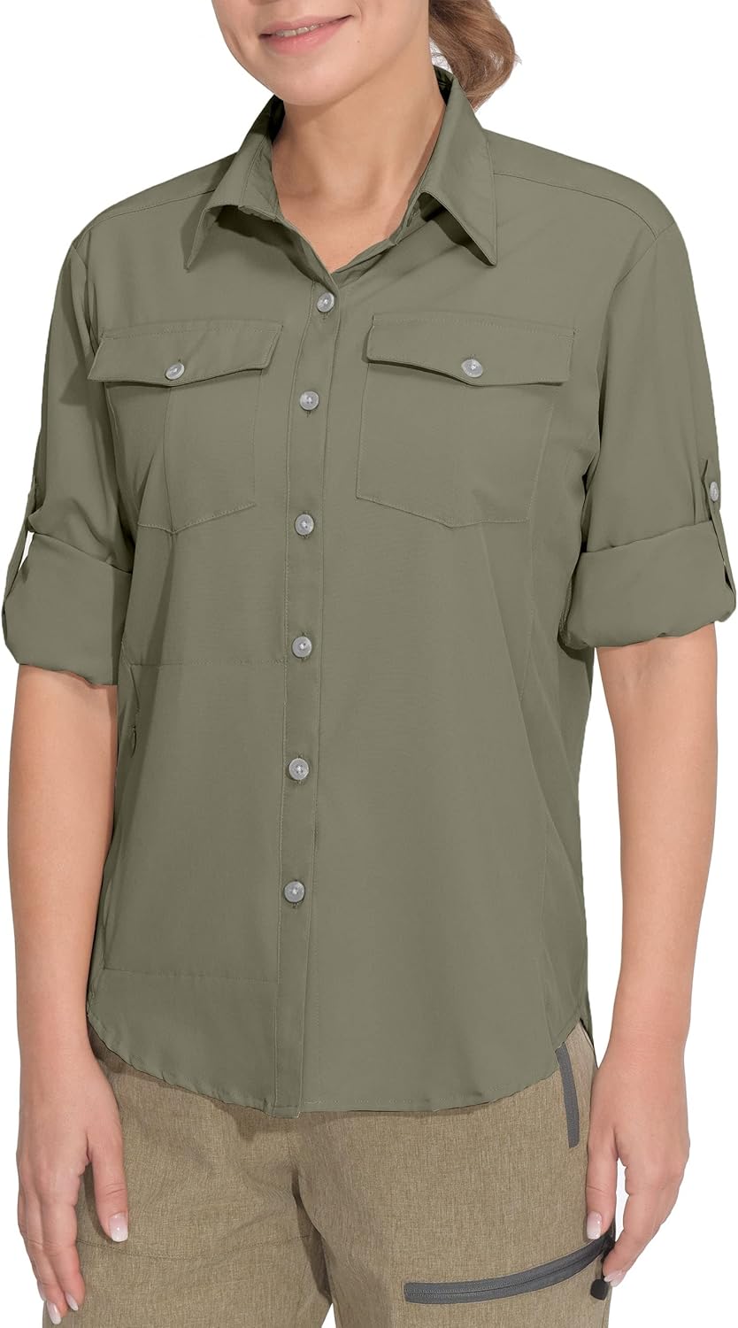 Little Donkey Andy Women's Stretch Quick Dry UPF50+ Long Sleeve Shirt for Hiking, Travel, Camping