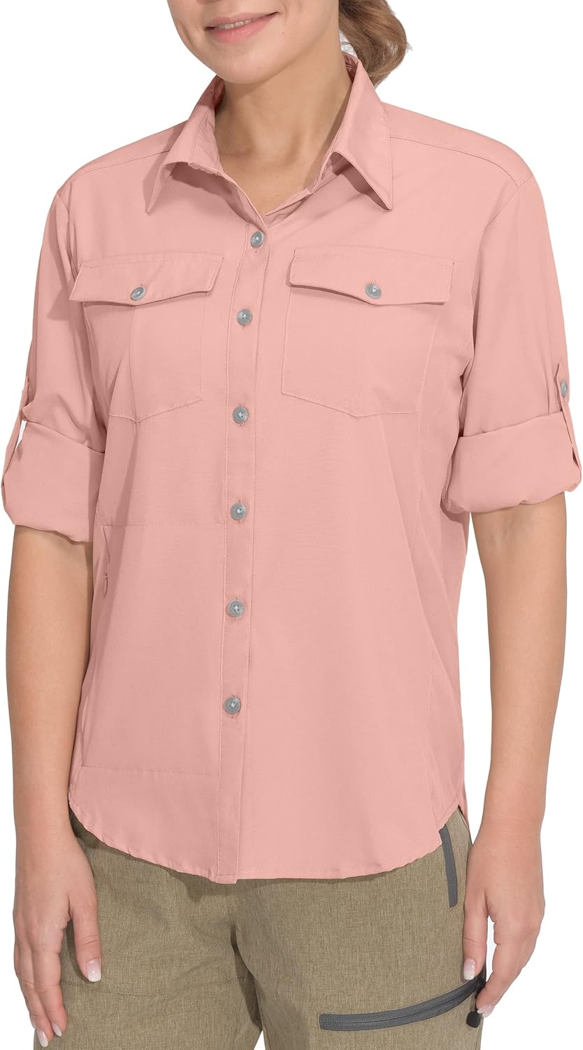 Little Donkey Andy Women's Stretch Quick Dry UPF50+ Long Sleeve Shirt for Hiking, Travel, Camping