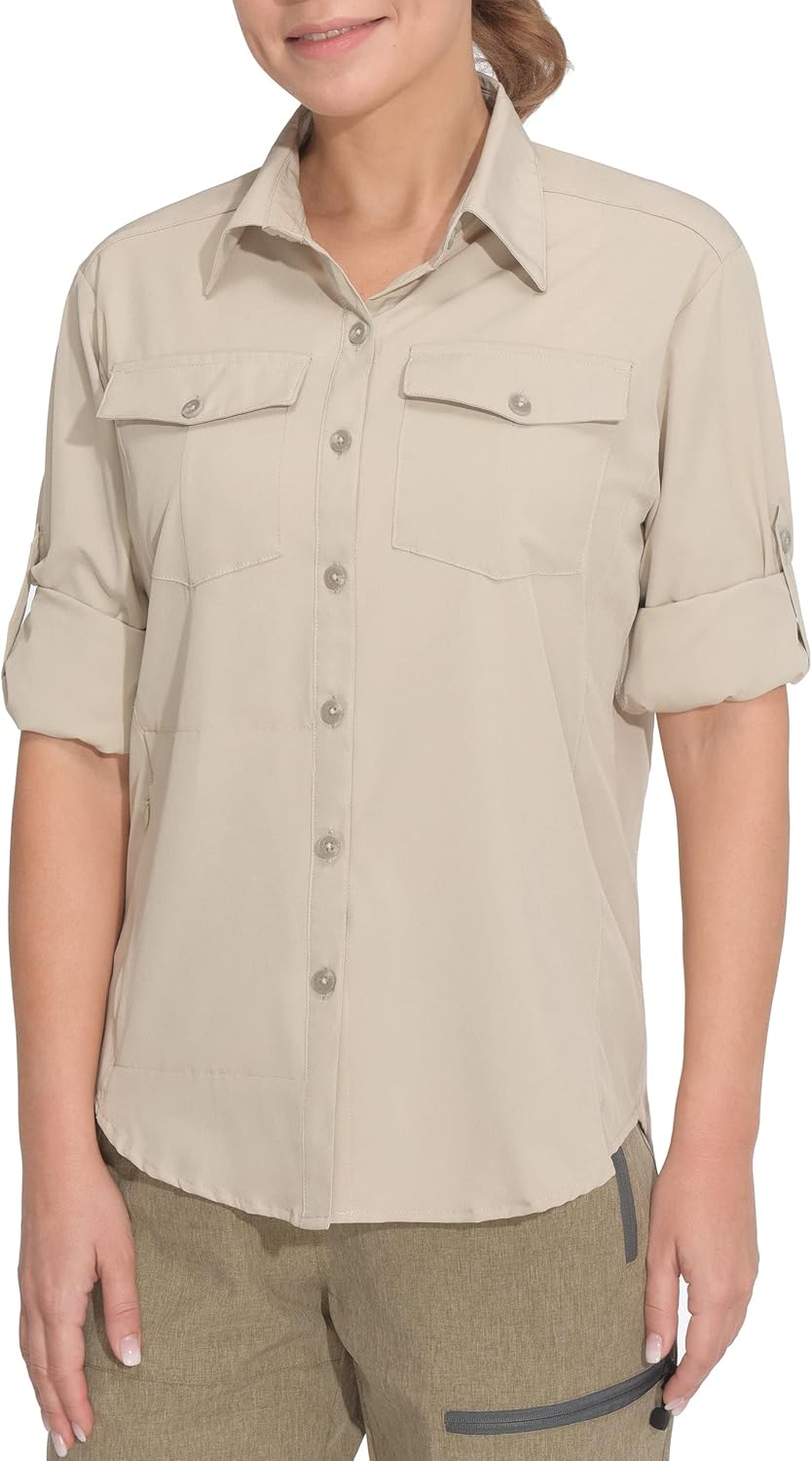 Little Donkey Andy Women's Stretch Quick Dry UPF50+ Long Sleeve Shirt for Hiking, Travel, Camping