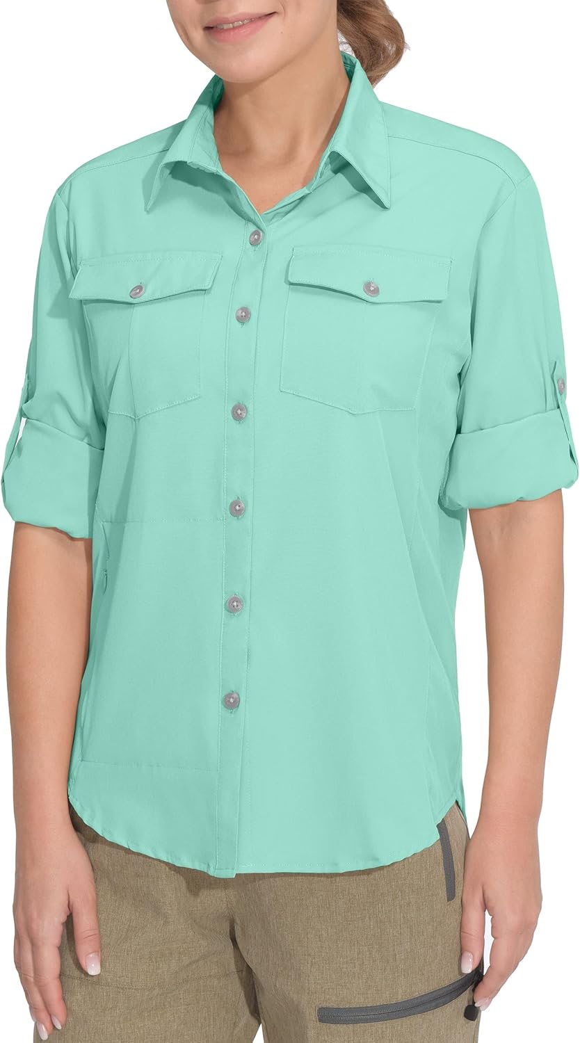 Little Donkey Andy Women's Stretch Quick Dry UPF50+ Long Sleeve Shirt for Hiking, Travel, Camping