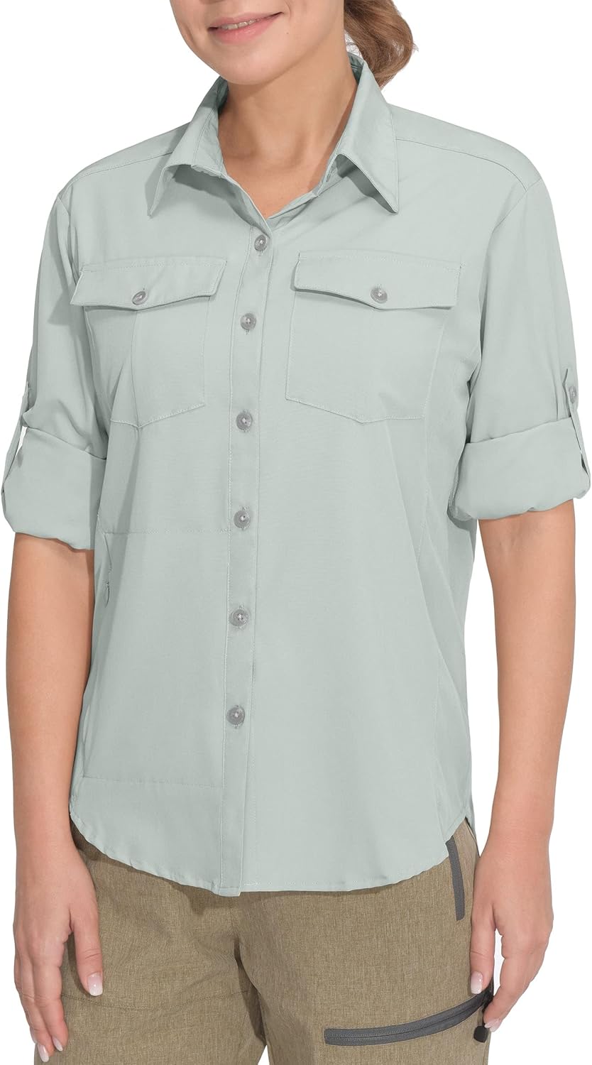 Little Donkey Andy Women's Stretch Quick Dry UPF50+ Long Sleeve Shirt for Hiking, Travel, Camping