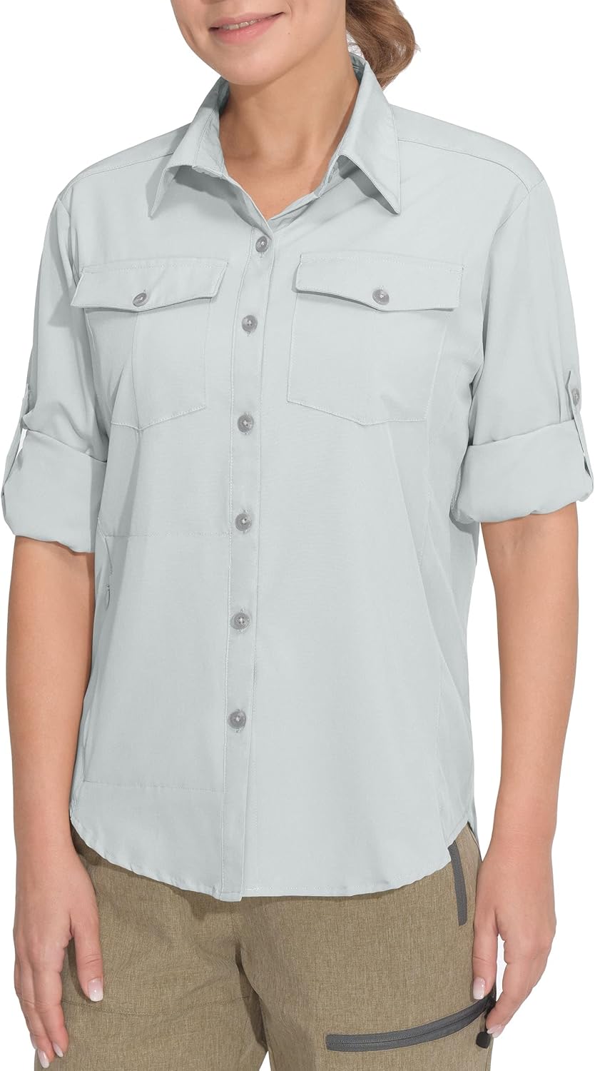 Little Donkey Andy Women's Stretch Quick Dry UPF50+ Long Sleeve Shirt for Hiking, Travel, Camping