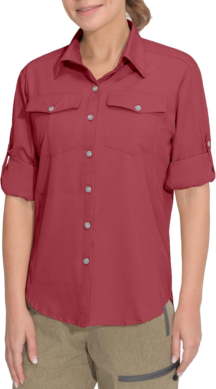 Little Donkey Andy Women's Stretch Quick Dry UPF50+ Long Sleeve Shirt for Hiking, Travel, Camping