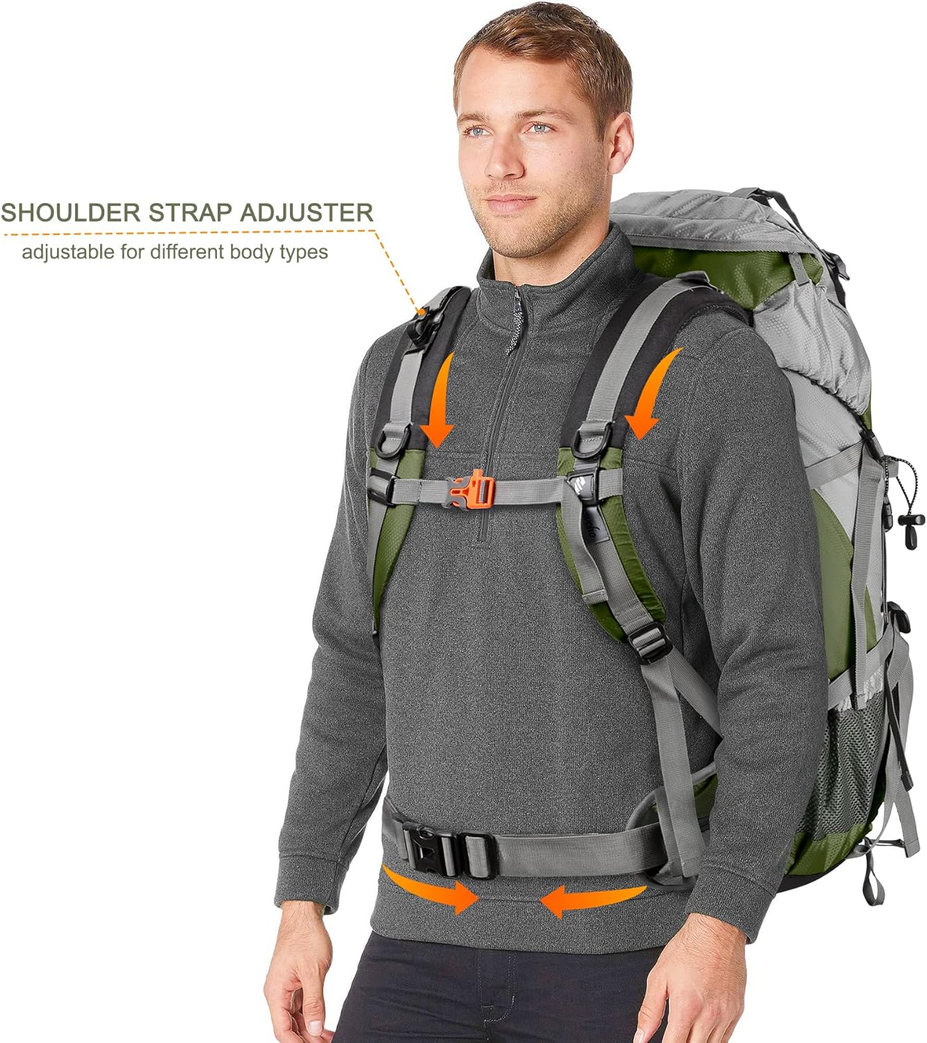 Loowoko 50L Hiking Backpack, Waterproof Camping Essentials Bag with Rain Cover, 45+5 Liter Lightweight Backpacking Back Pack