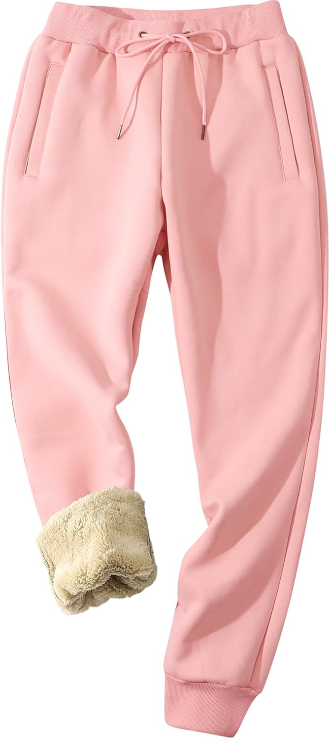MACHLAB Women's Winter Warm Track Pants Thermal Fleece Jogger Pants Sherpa Lined Athletic Sweatpants